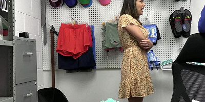 Thieving girl will have to suck and fuck the big rod of a mall cop