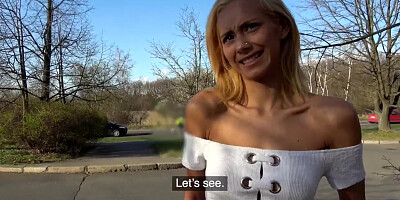Public Agent Big Cock gets Blondes Tight Pussy Wet in Public Forest Fuck