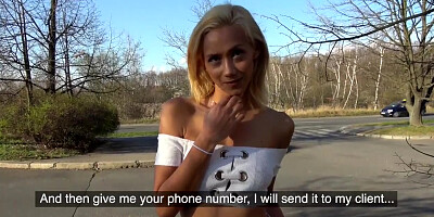 Public Agent Big Cock gets Blondes Tight Pussy Wet in Public Forest Fuck