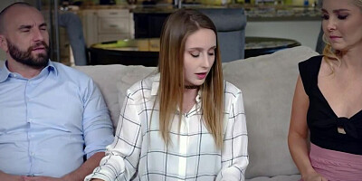 Two young hussies are sharing a fat cock of a stallion in a threesome