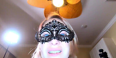 Masked MILF is filmed from below while getting anally fucked