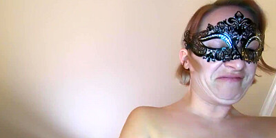 Masked MILF is filmed from below while getting anally fucked