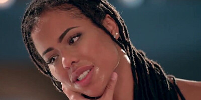Spicy black girl Kira Noir sucks a cock and gets fucked from behind