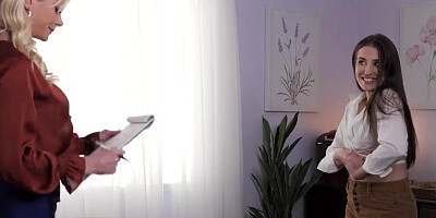 Serene Siren and Aubree Valentine in a steamy lesbian video