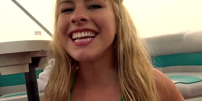 Blonde Teen Step-Sister gets a Public Creampie on a Boat