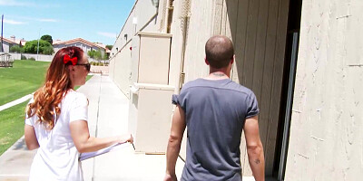 Dani Jensen goes down on Jessy Jones to suck his cock