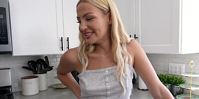 Blonde cutie sucks a big hard cock and gets shagged