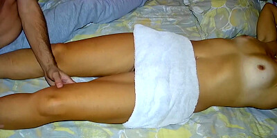 To a MILF with Small Tits Erotic Massage with Pussy Licking and using Dildo