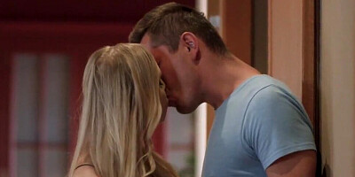 Blonde MILF in stockings is sucking and riding that hard cock