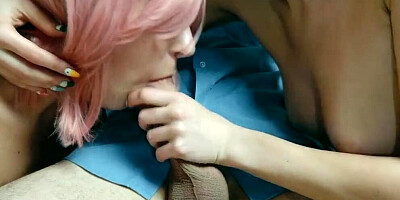 Long Licking Cock, Double Blowjob, Cum Kissing - Step Sisters Green (Short)