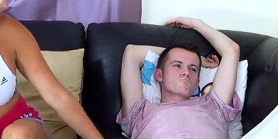 Big tits stepmom Michelle Thorne fucks step son for big cock and young cum