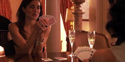 Celebrities show off titties while playing cards
