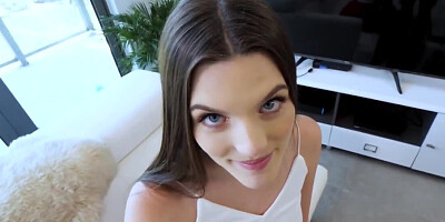 Naughty teen calms down stepdad using her trimmed pussy