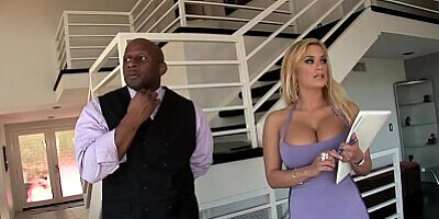 Busty real estate agent Shyla takes black cock