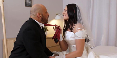 Bald groom enjoys rimming by his perverted bride
