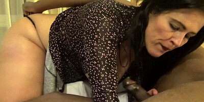 Sex-obsessed MILF is cheating her husband with a black man in a hotel room