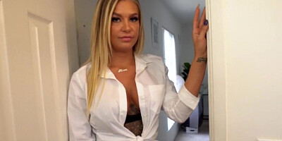 Alluring blonde wife was seduced by one of her husband's buddies into having sex