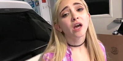 Fucking StepDaddy and taking his Big Cum Facial in Car Garage