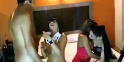 Three MILFs and one guy are having foursome in this webcam show