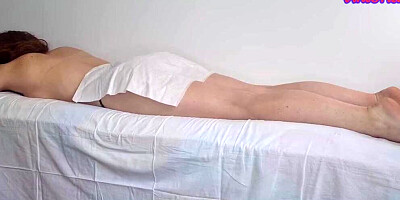 Lovely amateur brunette babe is enjoying in some hot massage