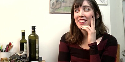 Brunette college babe is having some fun in this solo performance