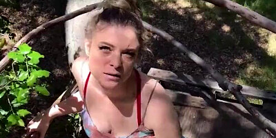 Stepmom helps stepson cum in his treehouse