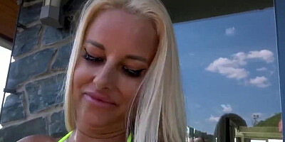 Horny girls and guys are making out and fucking in the yard party