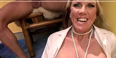 Depraved mature woman is dicked down by two horny stallions