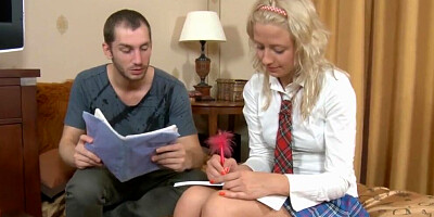 Juicy blonde girl is licked and fucked by a horny boyfriend