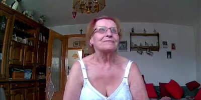 Granny in underwear and stockings