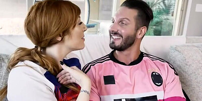 Busty Redhead MILF Ass Fucked after Losing Soccer Bet