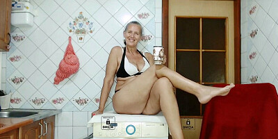 Hot and naughty granny fools around in her sexy lingerie