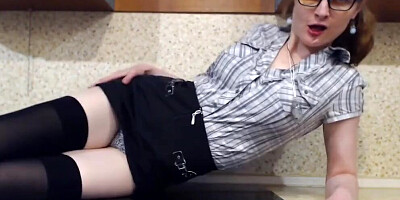 Stepmom in Stockings uses a Black Sex Toy