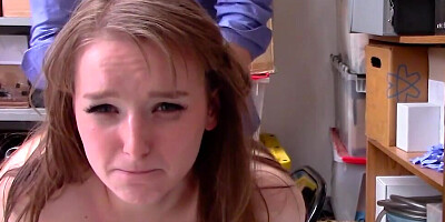 Teen girl must be punished for stealing by taking a long rod in her mouth