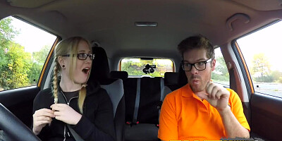 Fake Driving School Busty Examiner Passes Excitable Young Man on his Test