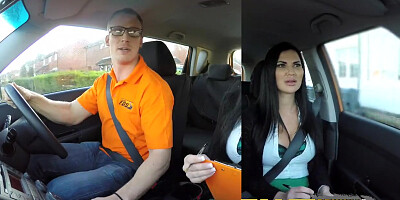 Fake Driving School Busty Examiner Passes Excitable Young Man on his Test