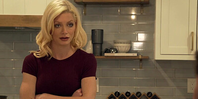 Two juciy blondes are making out while sharing a hard cock