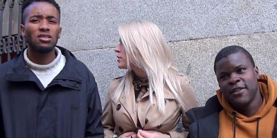 Amateur blonde babe was picked up by black dudes for interracial gangbang