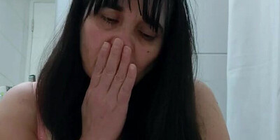 Chubby stepmom is filming herself while rubbing her big nipples