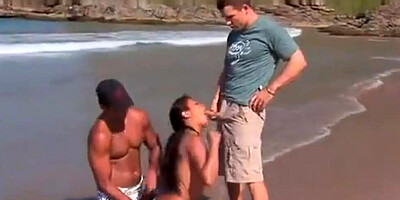 After a hard threesome, the dazzling babe ended up having a mouthful of cum