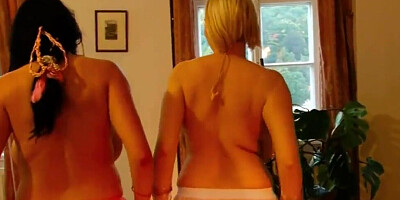Lovely moms Shione and Sophie are seductively dancing in front of the mirror
