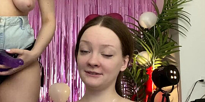 Stunning college girl asked her friend to fuck her well with a strapon!