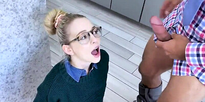 Blonde Babe Gets Fucked By Stepfather For Dirty Talking