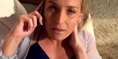 Cheating wife talks with her husband over the phone while being fucked