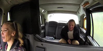 This dirty blonde pays for a taxi ride with her wet pussy