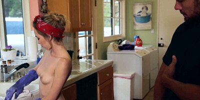 Blonde horny maid Angel Smalls touch my dick