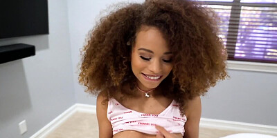 Bootylicious black babe is taking big white cock from behind