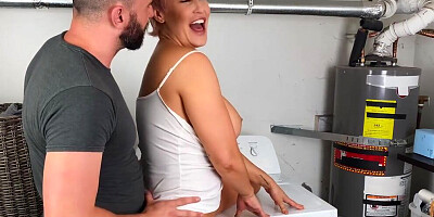 Ryan Keely is fucked and fed with semen in the laundry room