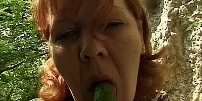 Old Curvy Woman – Solo Masturbation and Pissing in the Forest Outdoors