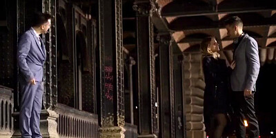 Classy chick in sexy black lingerie enjoys carnal pleasures with a gentleman